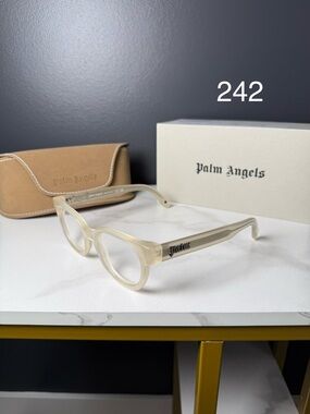Palm Angels Men’s Cream Transparent Acetate Glasses